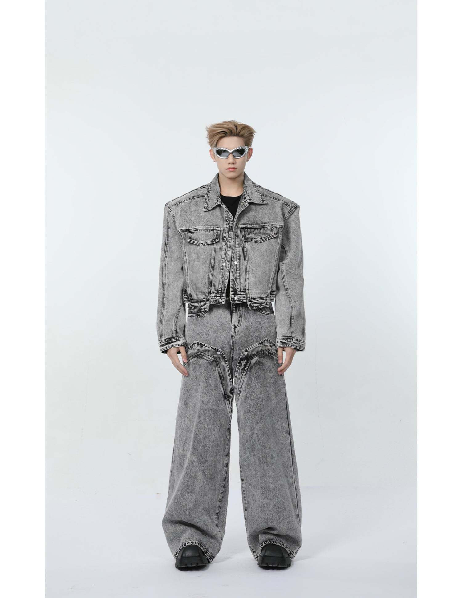 【24s March.】Retro Distressed Simple Denim Suit-IYAMIUIO