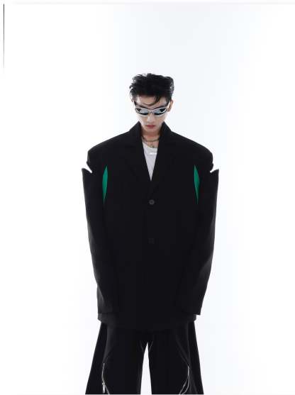 【23s Feb.】Zipper Black and Green Jacket-IYAMIUIO