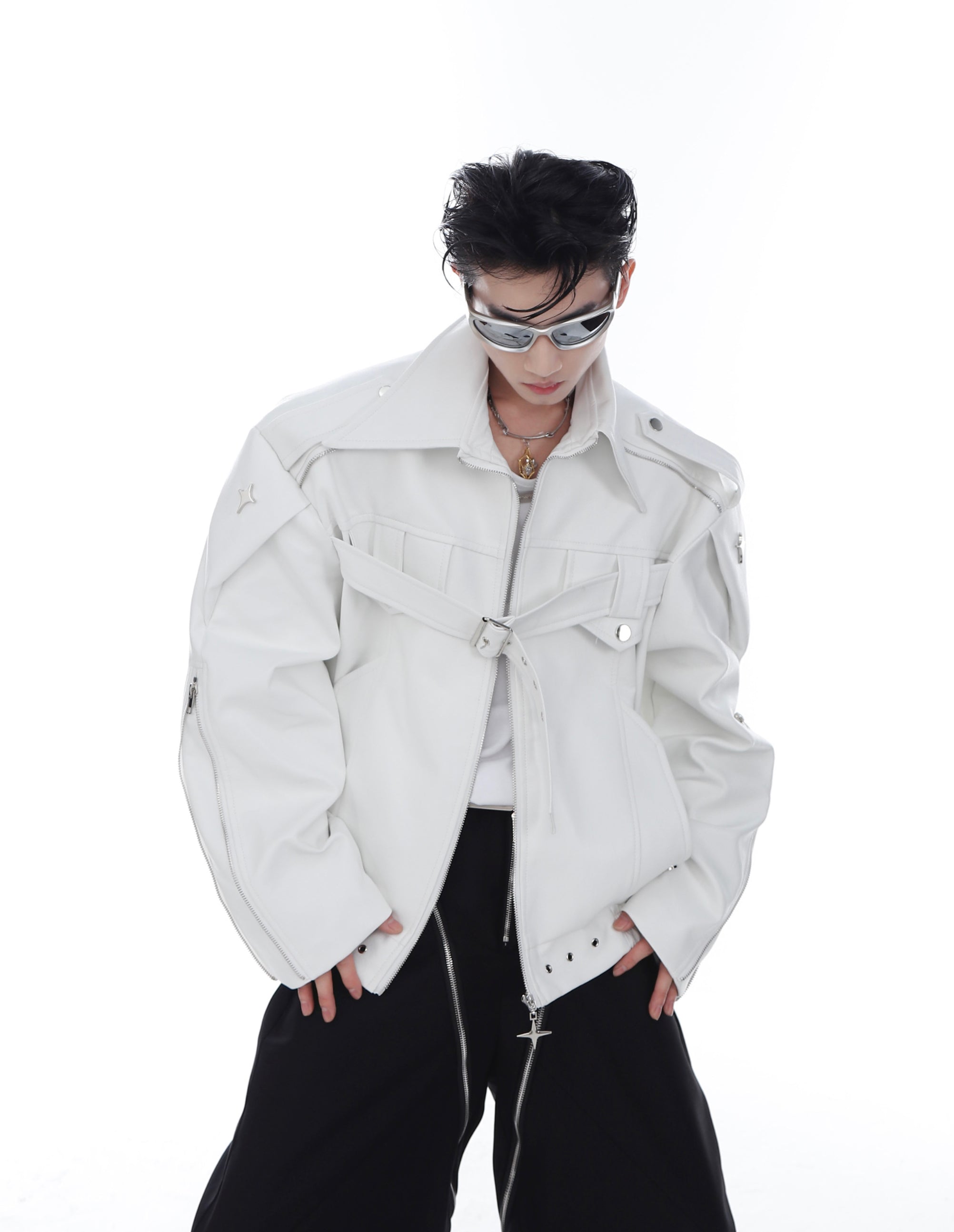 【23s Feb.】Button and Zip Leather Jacket-IYAMIUIO