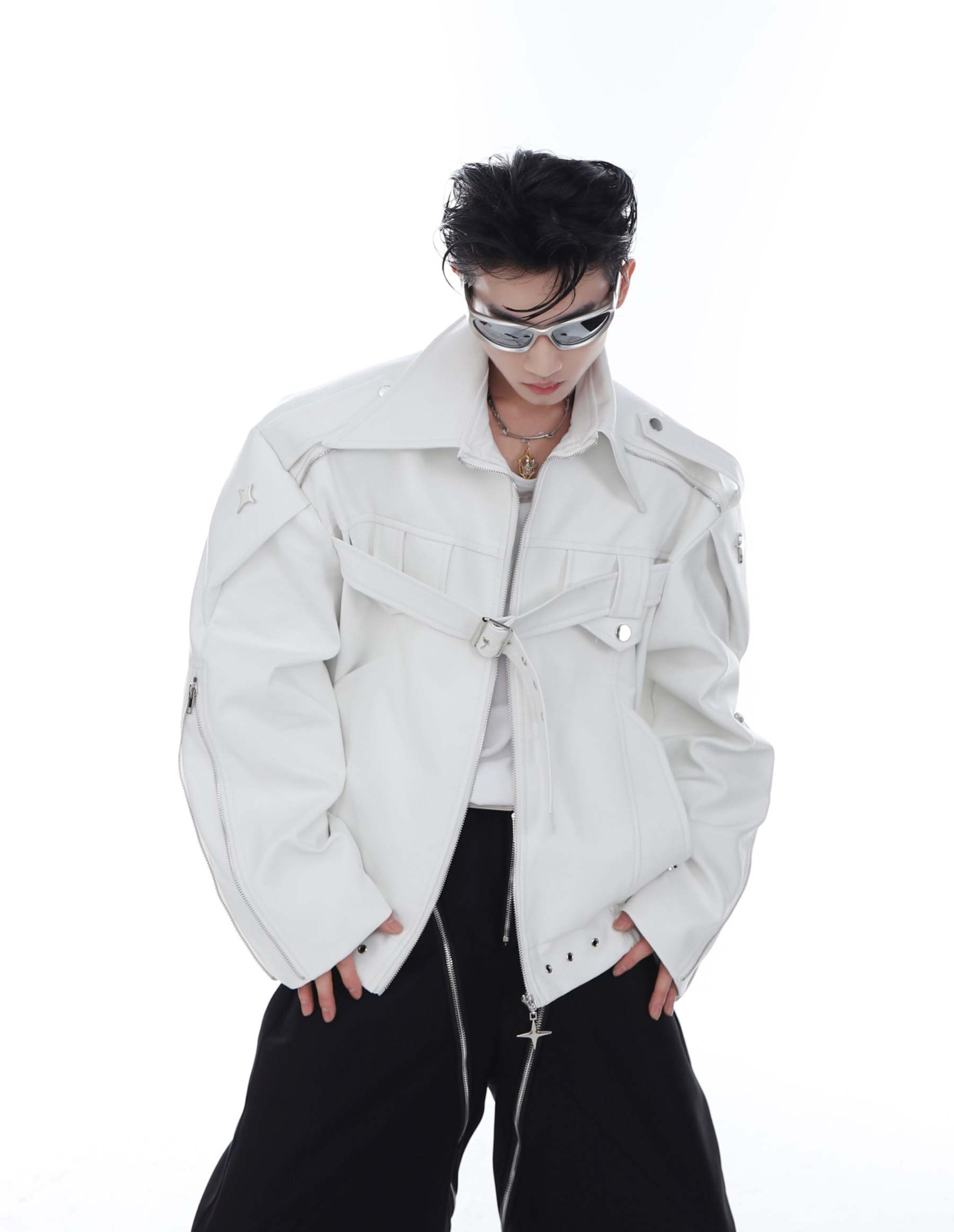 【23s Feb.】Button and Zip Leather Jacket-IYAMIUIO