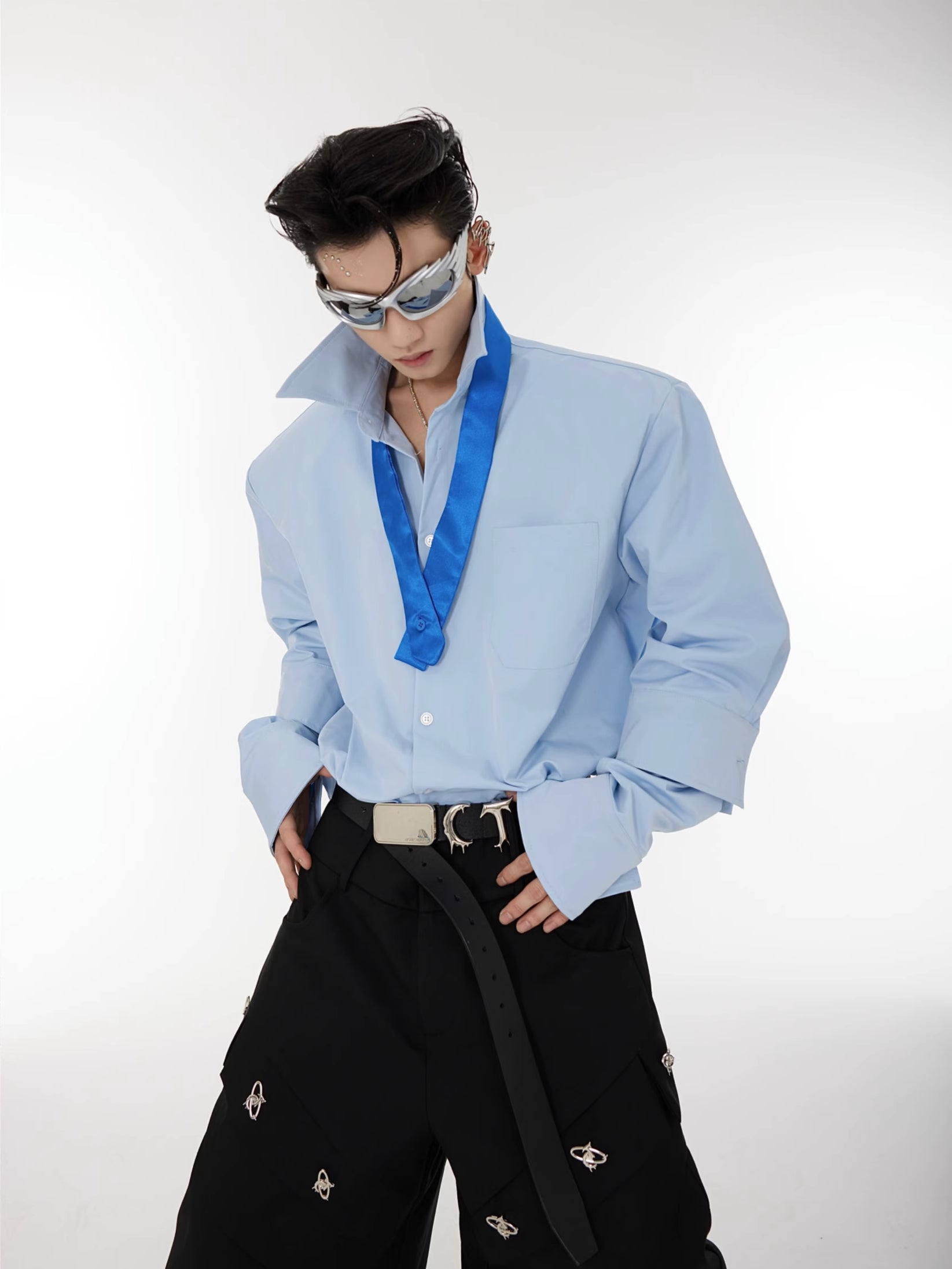 【23s August.】Double Cuff Shoulder Pads Shirt-IYAMIUIO