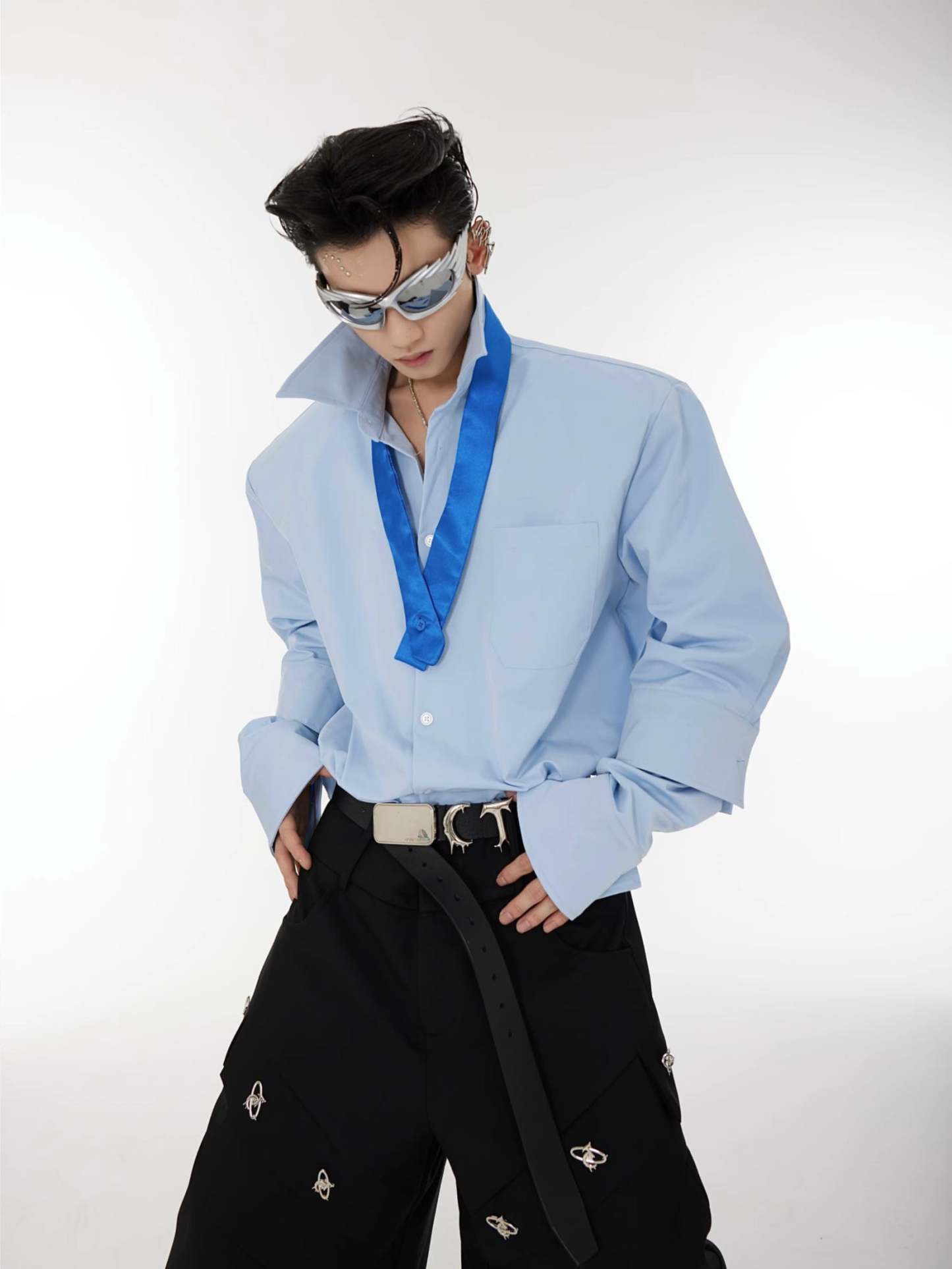 【23s August.】Double Cuff Shoulder Pads Shirt-IYAMIUIO