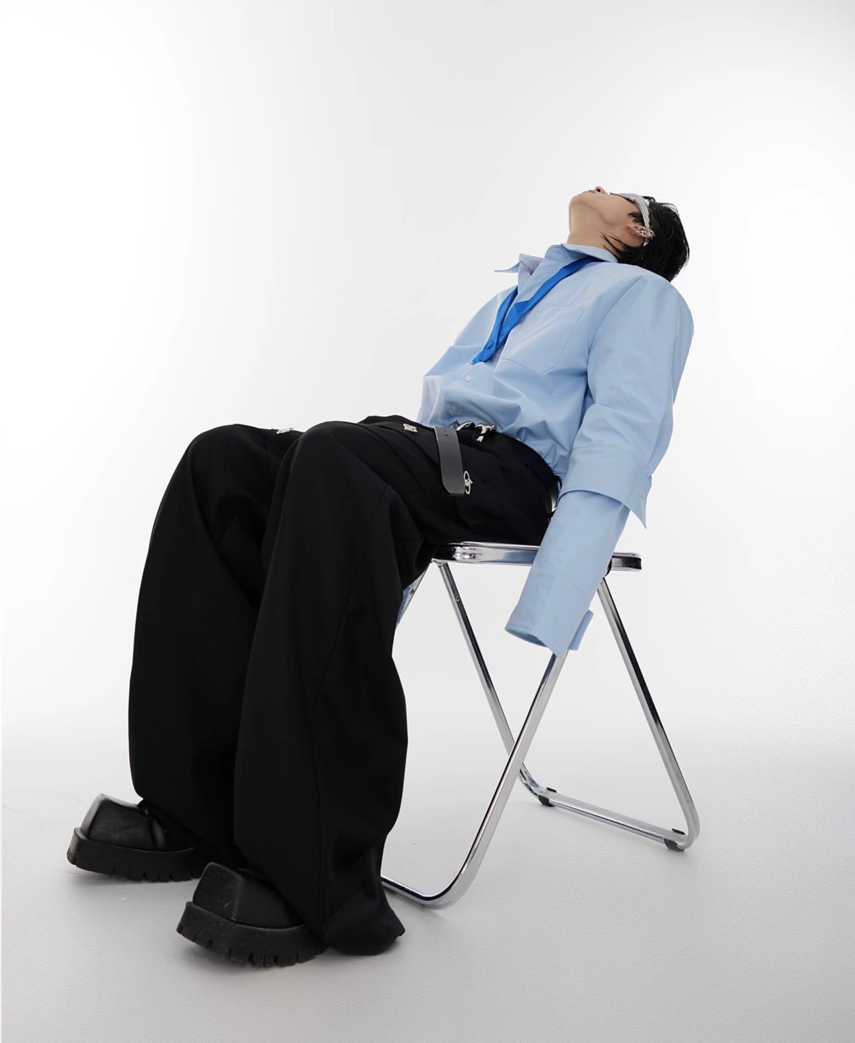 【23s August.】Double Cuff Shoulder Pads Shirt-IYAMIUIO