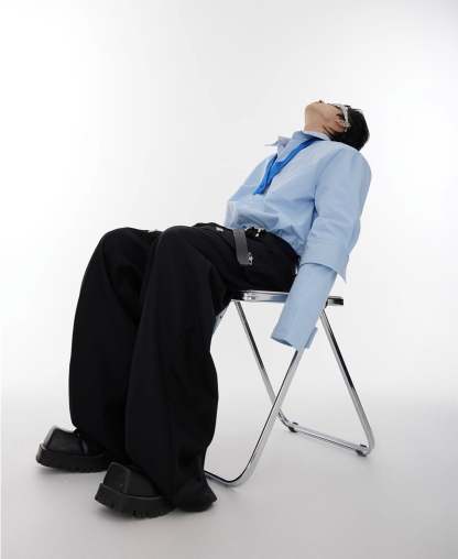 【23s August.】Double Cuff Shoulder Pads Shirt-IYAMIUIO