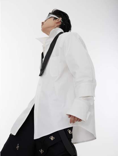 【23s August.】Double Cuff Shoulder Pads Shirt-IYAMIUIO