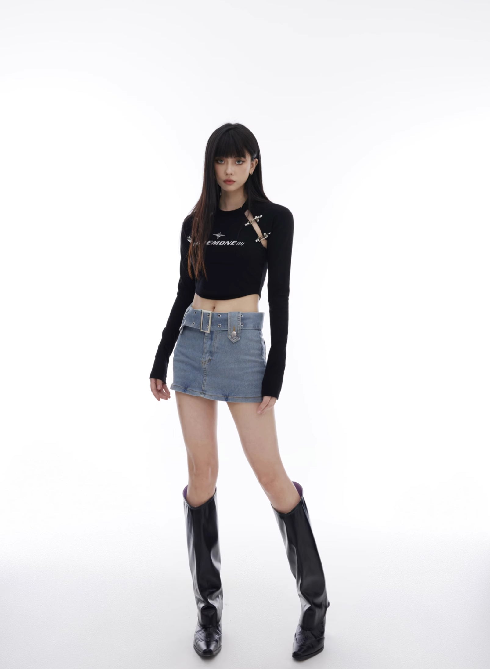 【23s August.】Airplane Buckle Hollow Tops-IYAMIUIO