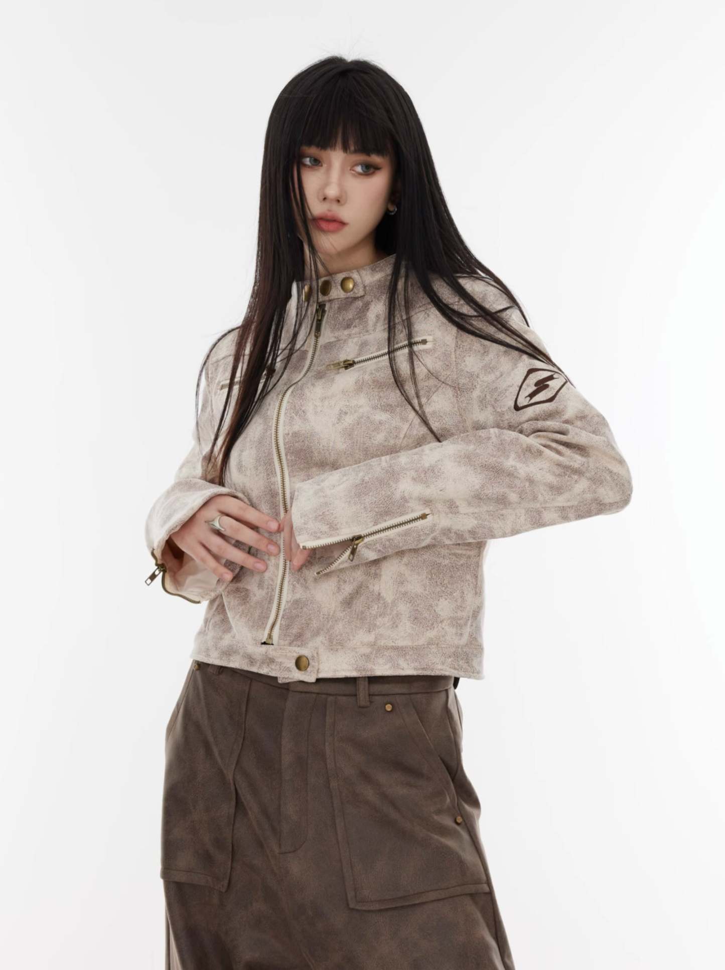 【23s August.】Biker Zipped Jacket-IYAMIUIO