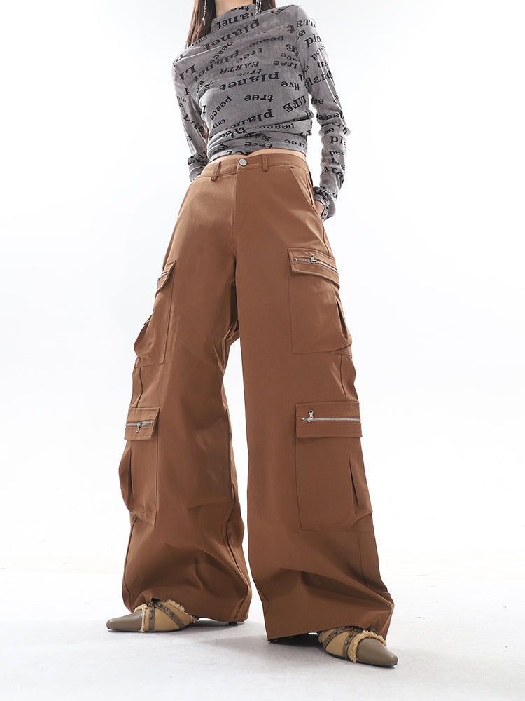 【23s September.】Casual Straight Cargo Pants-IYAMIUIO