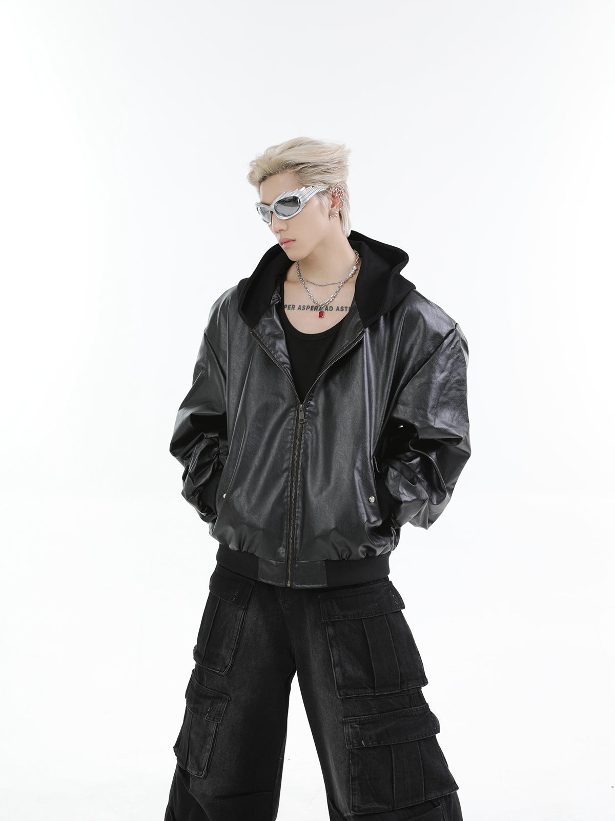 【24s Oct.】Versatile Heavy-Duty Patchwork Hooded Leather Jacket-IYAMIUIO