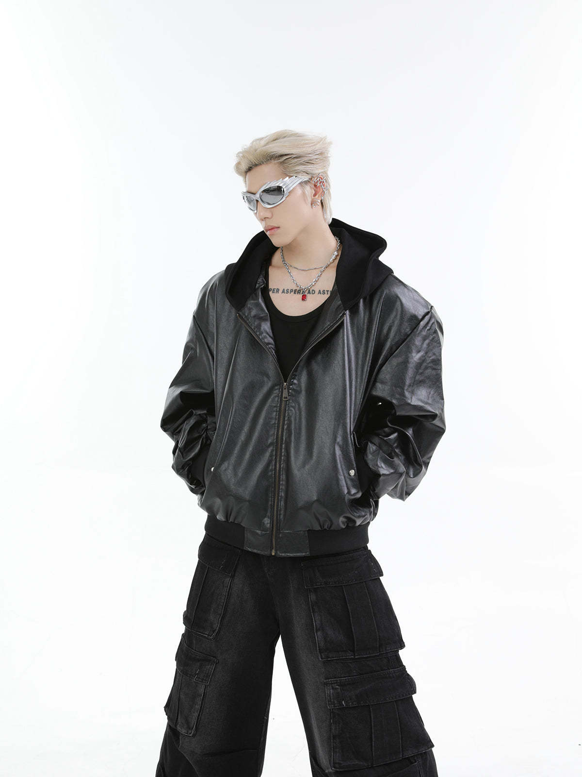 【24s Oct.】Versatile Heavy-Duty Patchwork Hooded Leather Jacket-IYAMIUIO
