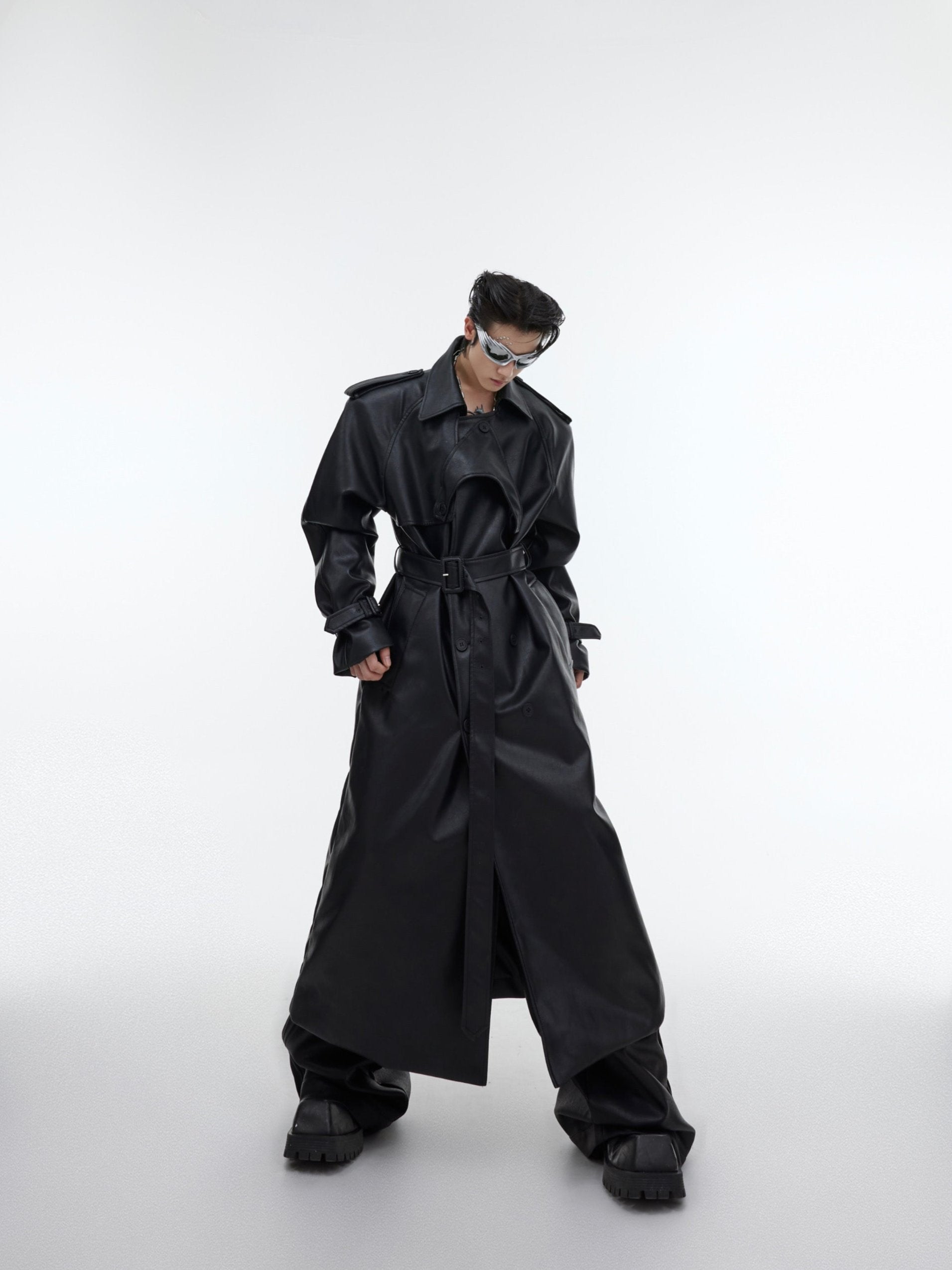 【23s October.】Deconstructed Silhouette PU Leather Coat-IYAMIUIO