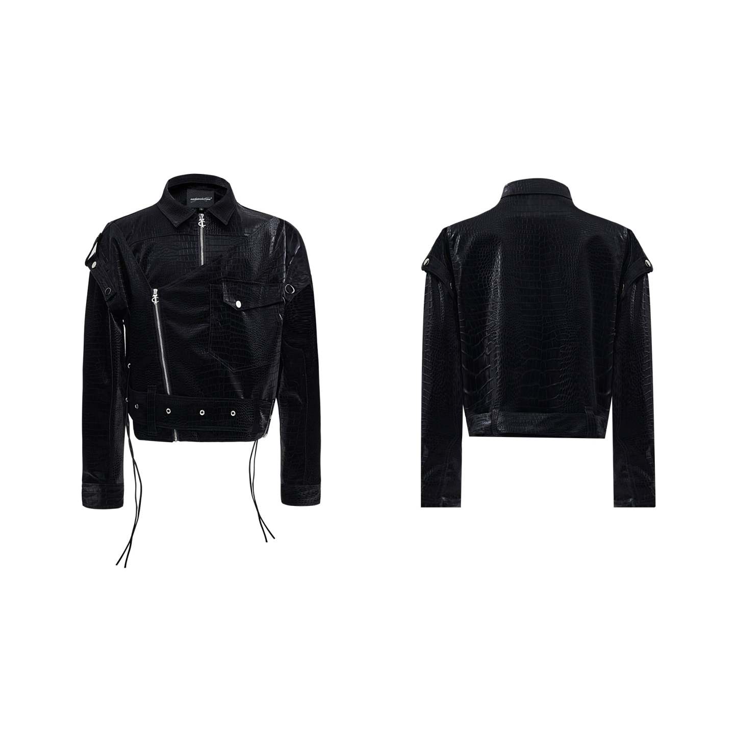 【24s Sep.】Shiny Croc-Print PU Leather Jacket-IYAMIUIO