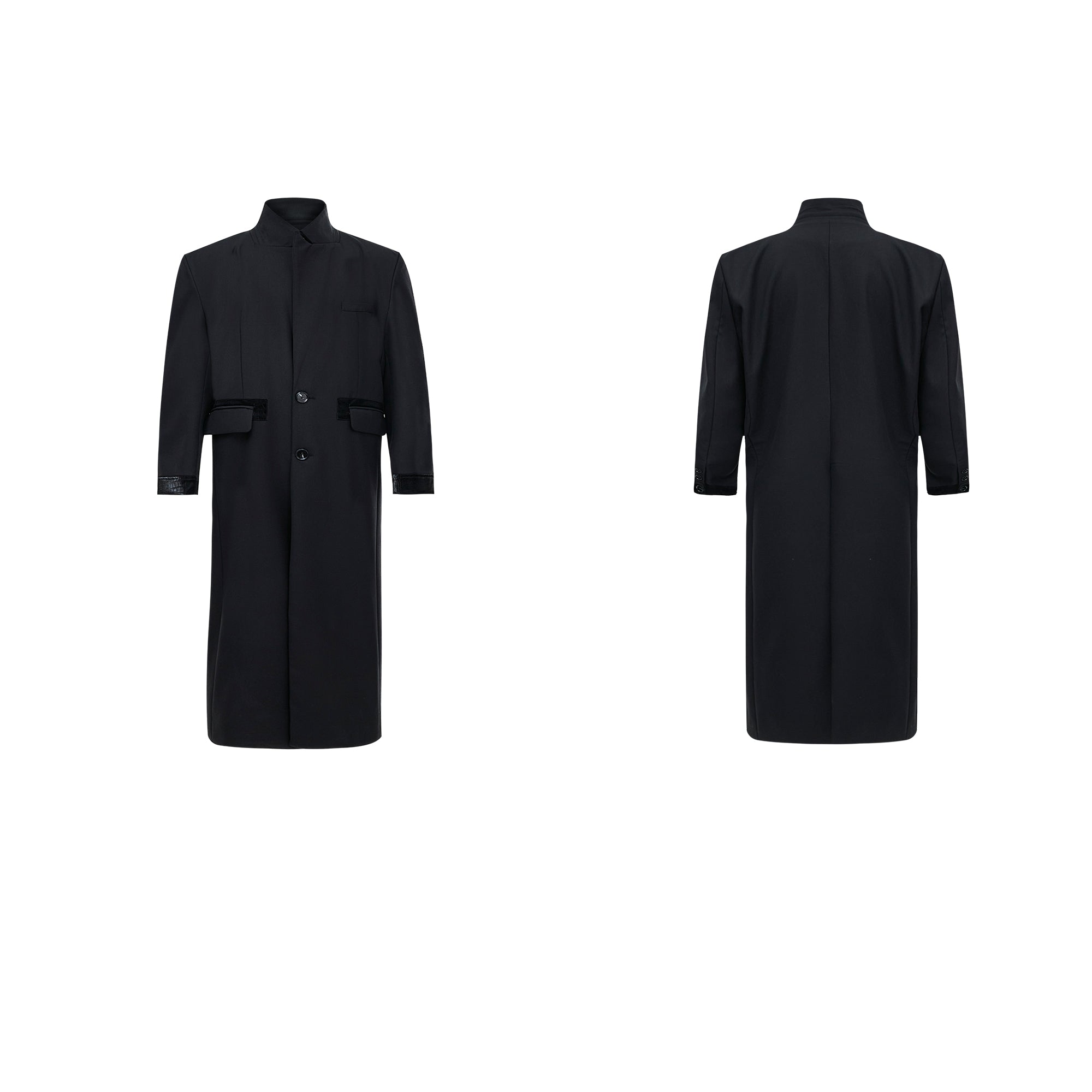 【24s Sep.】Black PU Long Trench Coat-IYAMIUIO