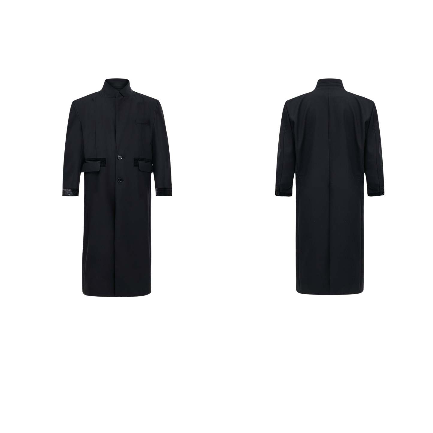 【24s Sep.】Black PU Long Trench Coat-IYAMIUIO