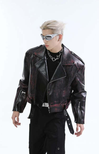 【24s Oct.】Heavy Street Motorcycle Leather Jacket-IYAMIUIO