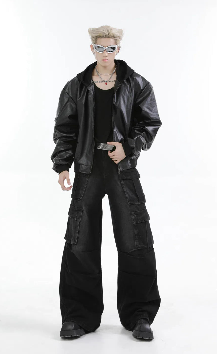 【24s Oct.】Versatile Heavy-Duty Patchwork Hooded Leather Jacket-IYAMIUIO