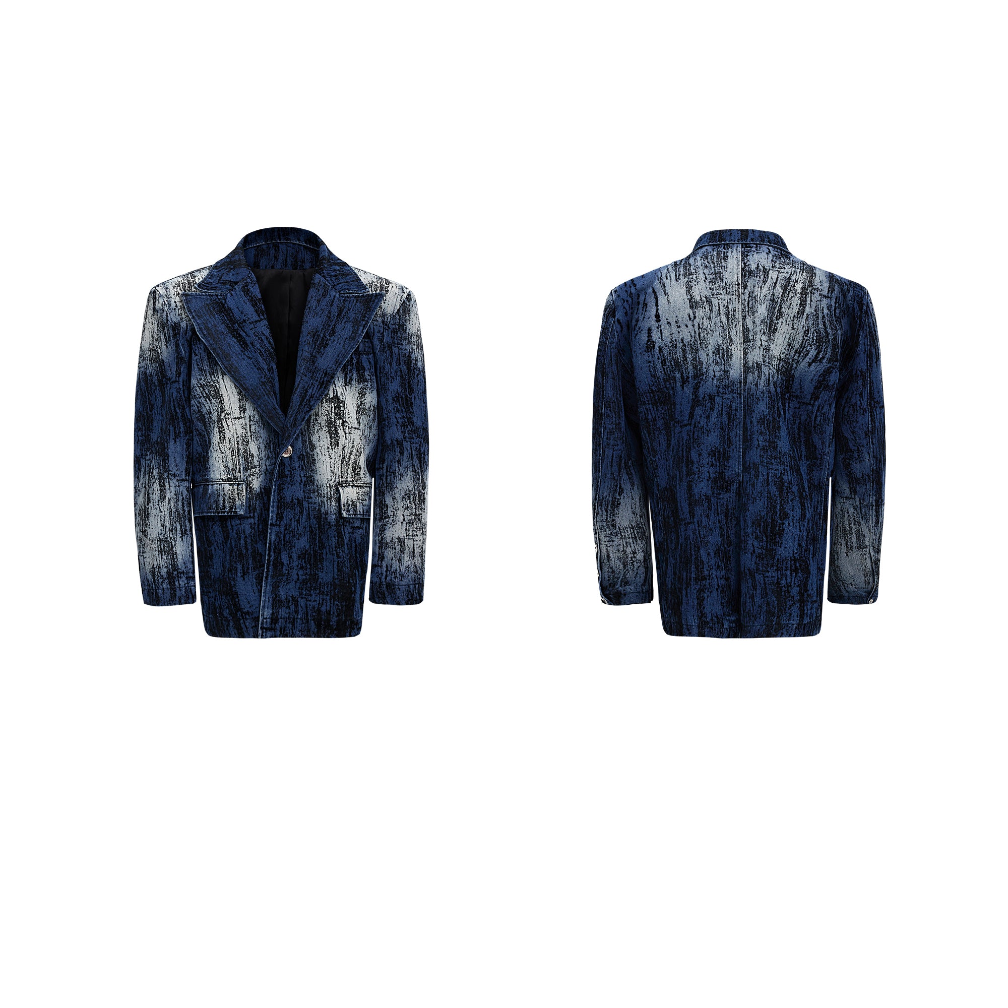 【24s Oct.】Tie-Dye Shoulder Denim Blazer-IYAMIUIO