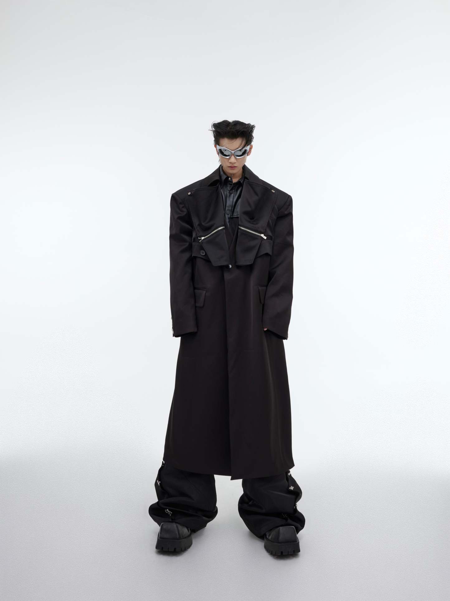 【23s October.】Double Layer Deconstructed Shoulder Padded Coat-IYAMIUIO