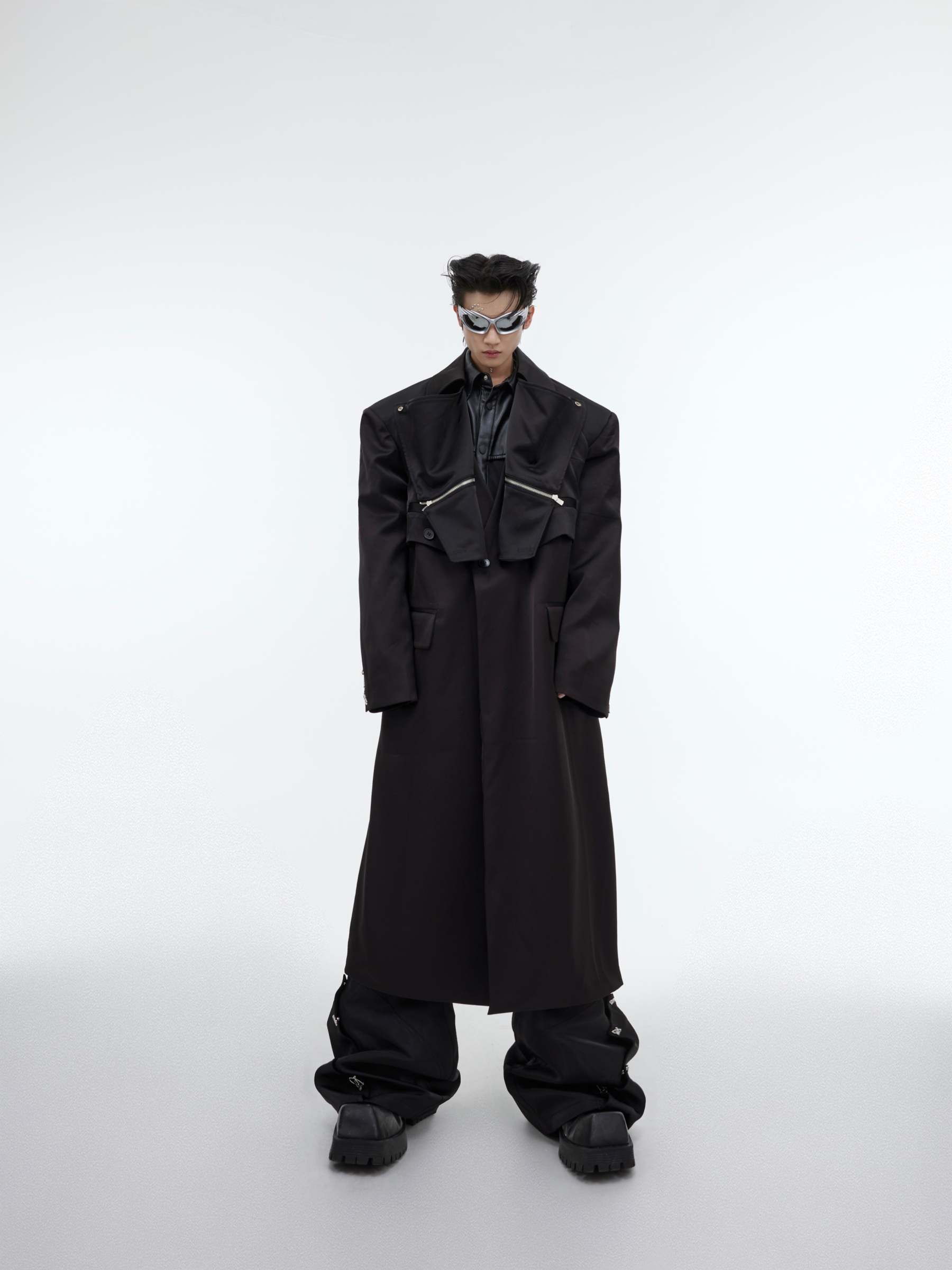 【23s October.】Double Layer Deconstructed Shoulder Padded Coat-IYAMIUIO