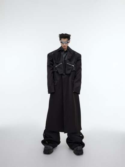 【23s October.】Double Layer Deconstructed Shoulder Padded Coat-IYAMIUIO