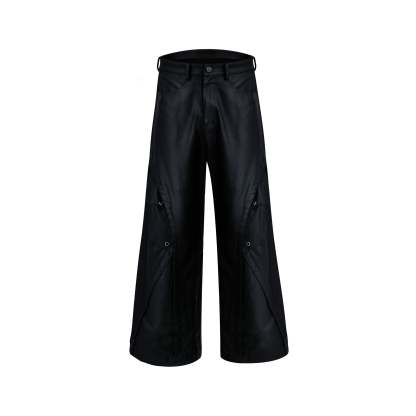 【24s Sep.】Hooded Leather Jacket with Metal Button Detail-IYAMIUIO