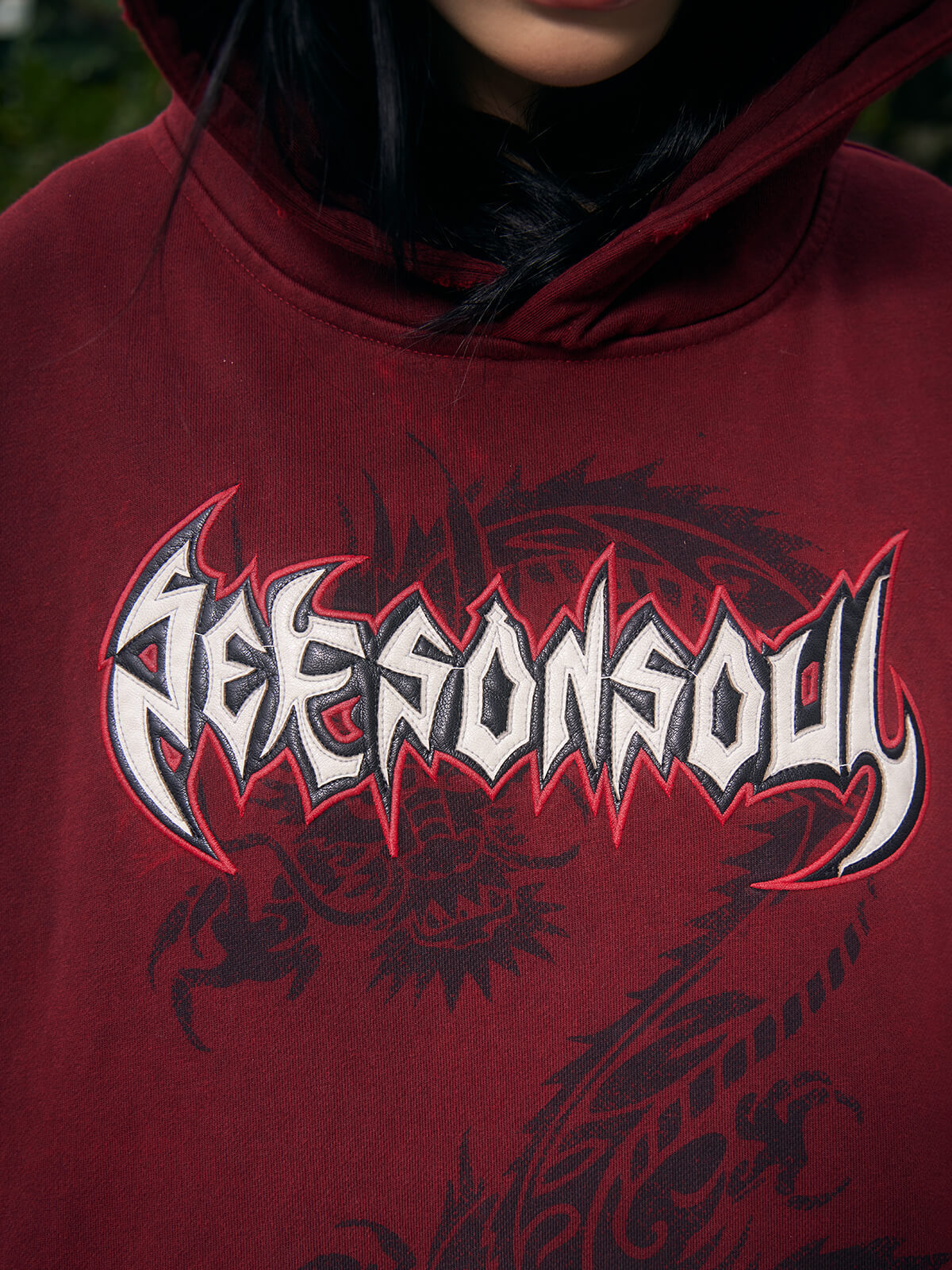 Personsoul Dragon Graphic Print Hoodie-IYAMIUIO