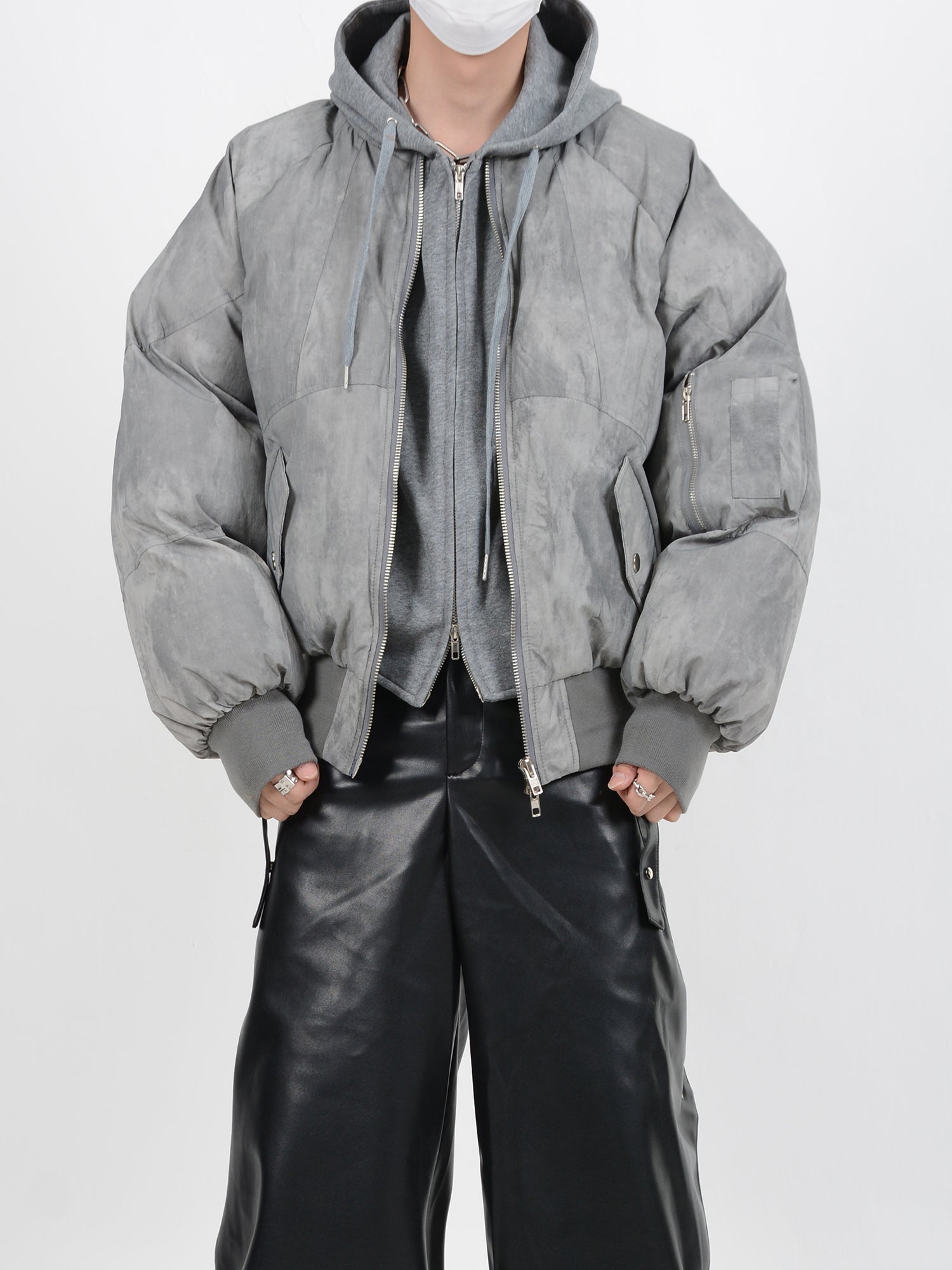 【24s January.】Deconstructed Distressed Fake Two-Piece Design Hooded Cotton Jacket-IYAMIUIO