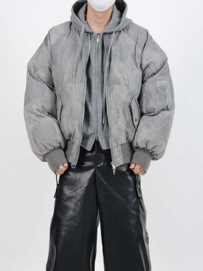 【24s January.】Deconstructed Distressed Fake Two-Piece Design Hooded Cotton Jacket-IYAMIUIO