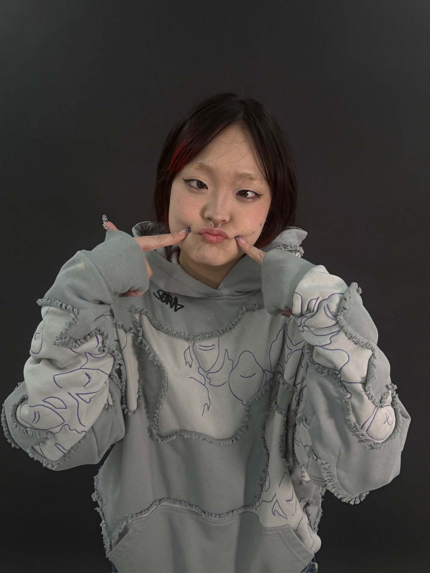 "LEVEL UP" Hoodie Grey-IYAMIUIO