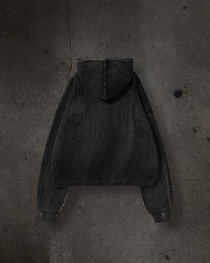 RIBBED KNIT PULLOVER (COAL)-IYAMIUIO