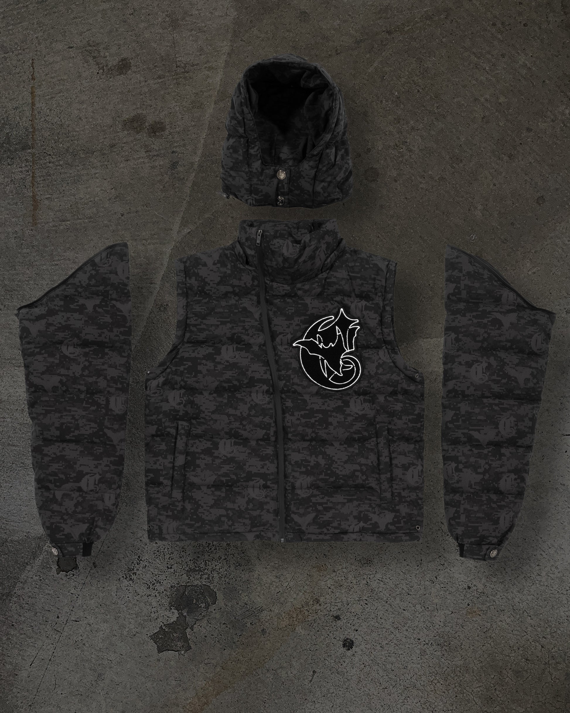 CORVIDITCH DIGI CAMO PUFFER (GREY)-IYAMIUIO