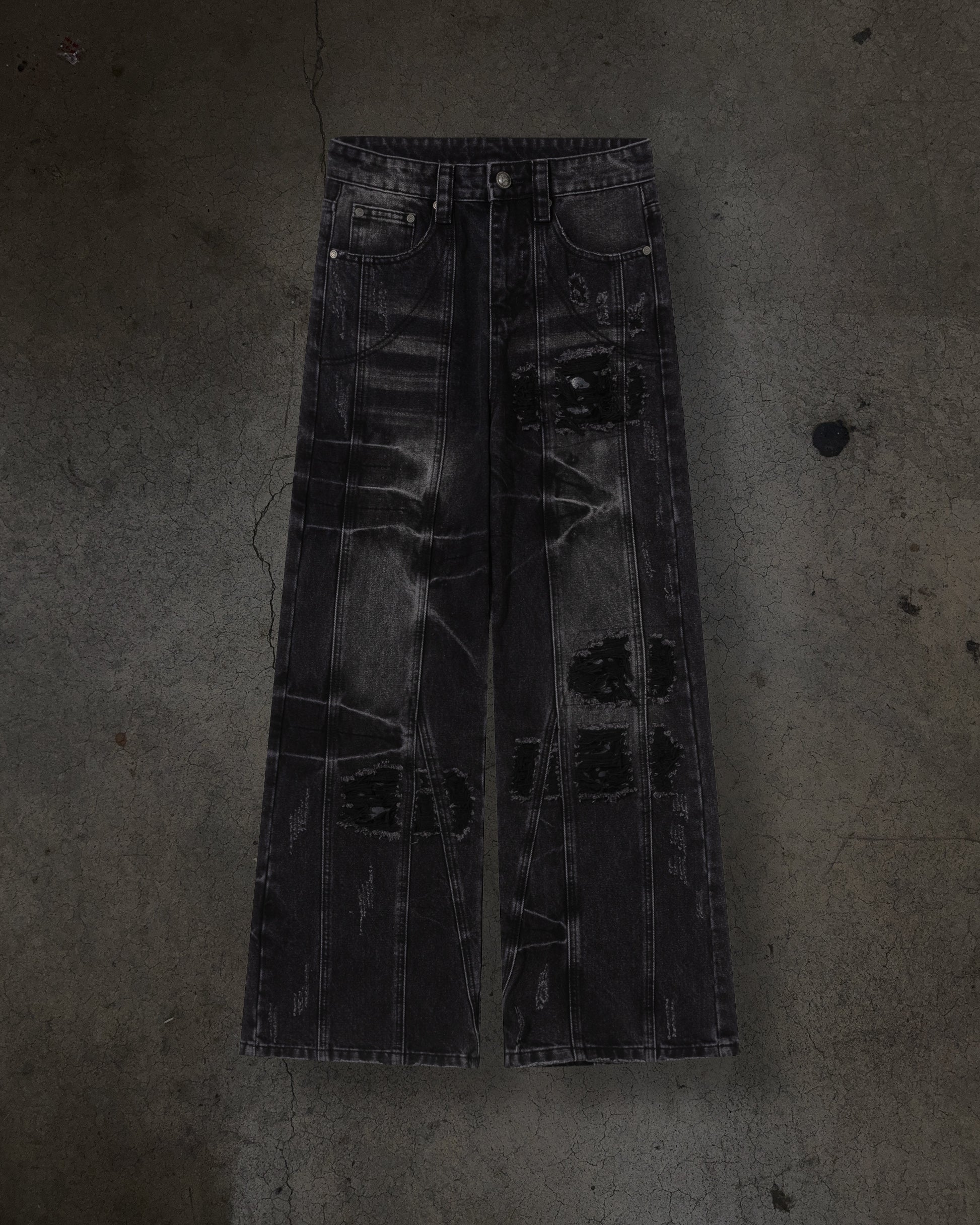 CHEETAH TORN DENIM (COAL)-IYAMIUIO