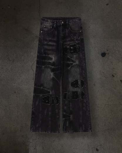 CHEETAH TORN DENIM (COAL)-IYAMIUIO