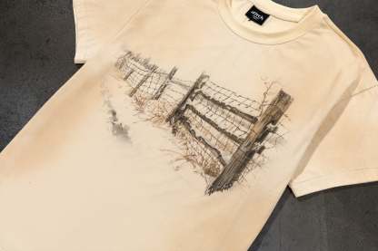 BARBED FENCE TEE (DIRTY CREME)-IYAMIUIO
