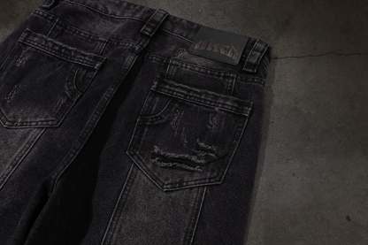 CHEETAH TORN DENIM (COAL)-IYAMIUIO