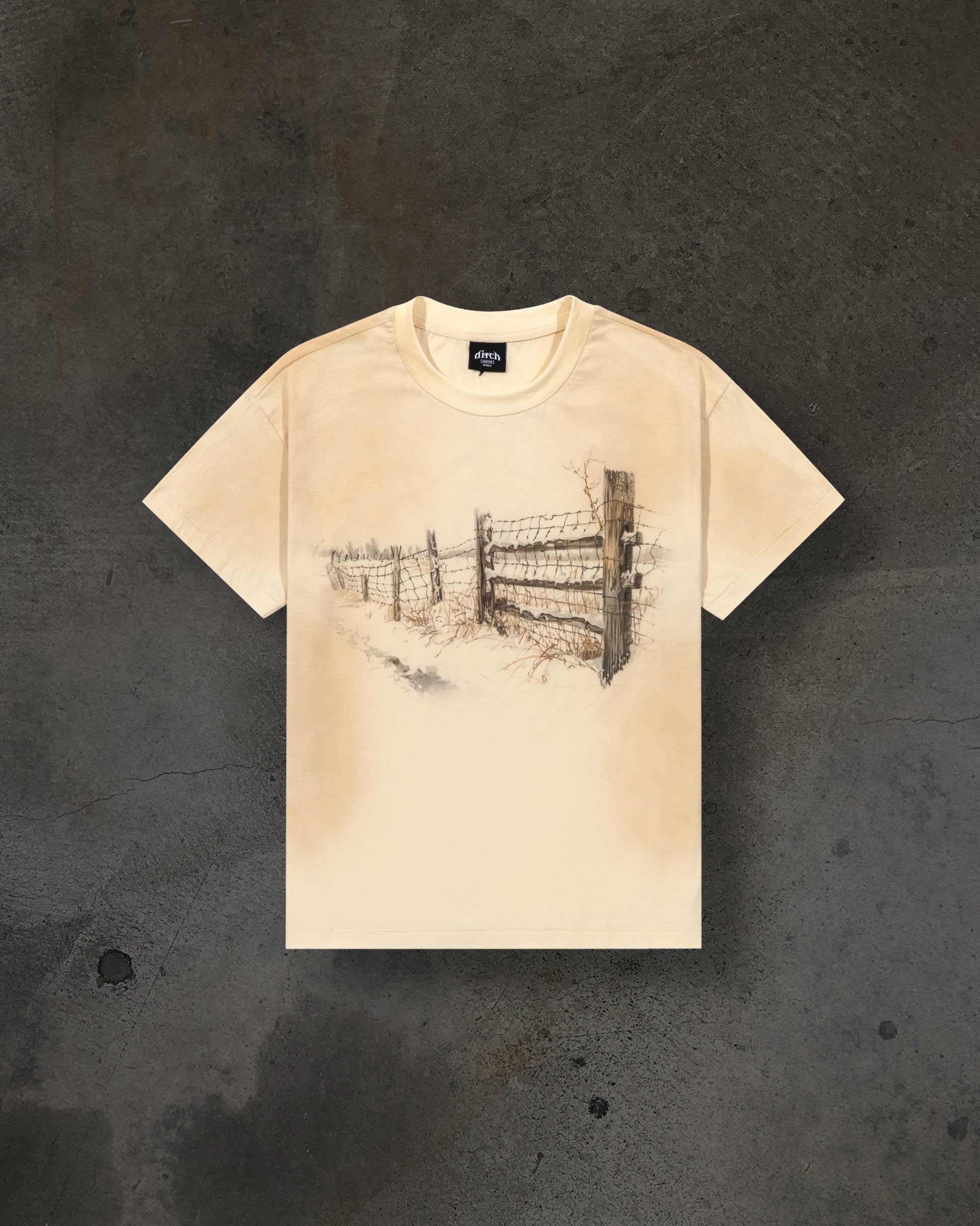BARBED FENCE TEE (DIRTY CREME)-IYAMIUIO