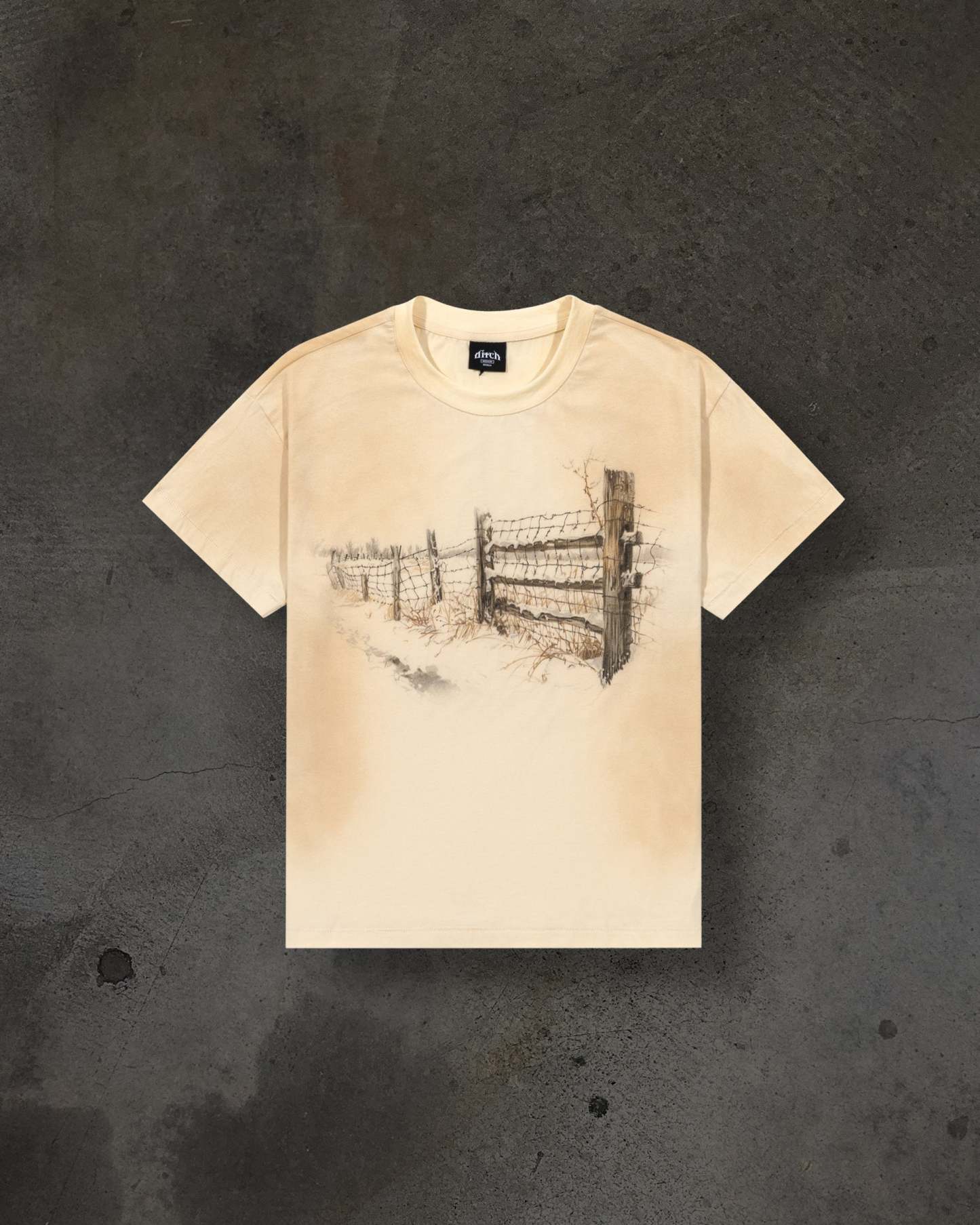 BARBED FENCE TEE (DIRTY CREME)-IYAMIUIO