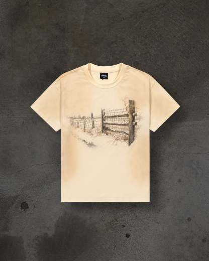 BARBED FENCE TEE (DIRTY CREME)-IYAMIUIO