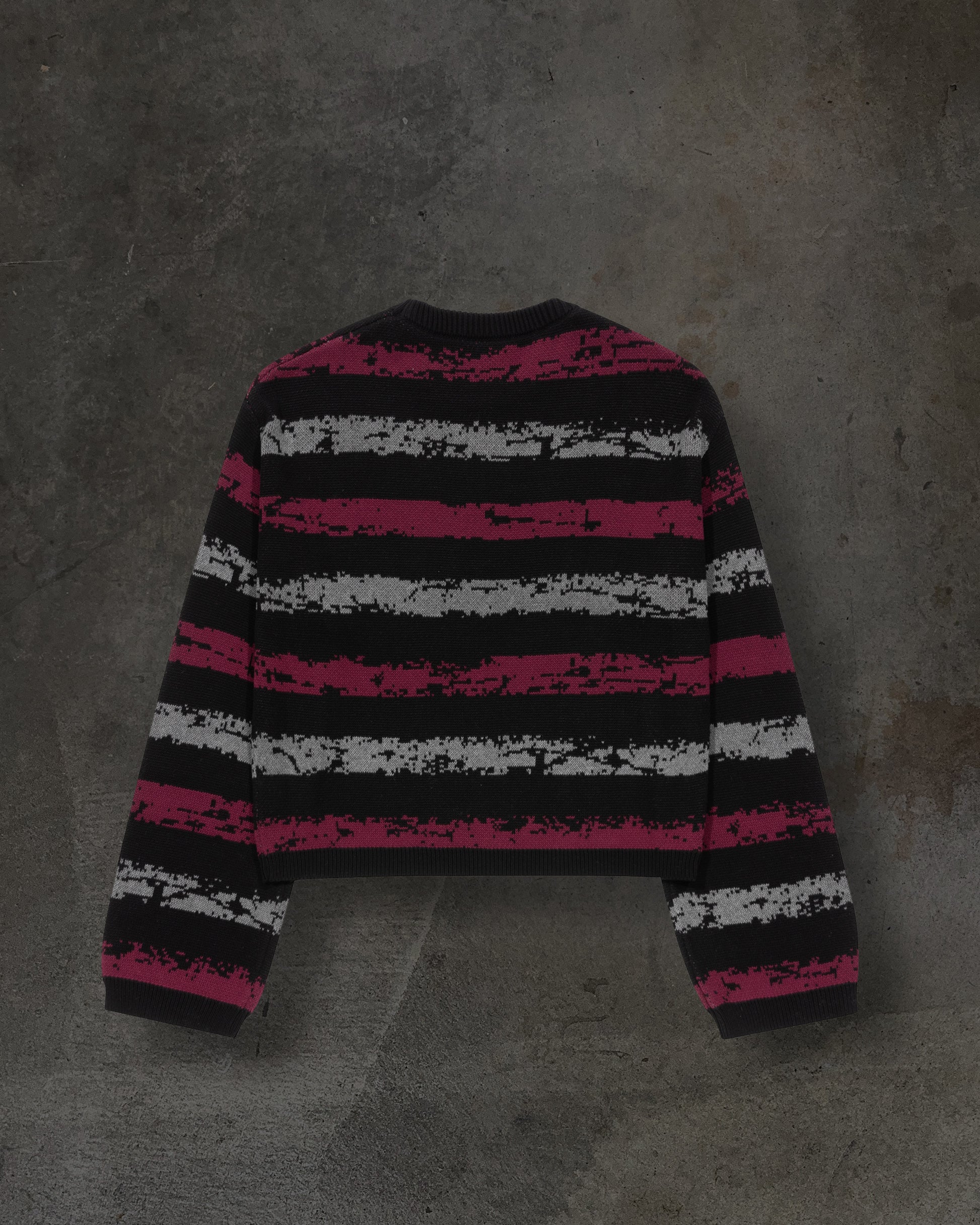 BARBED KNIT SWEATER (RED/BLK)-IYAMIUIO