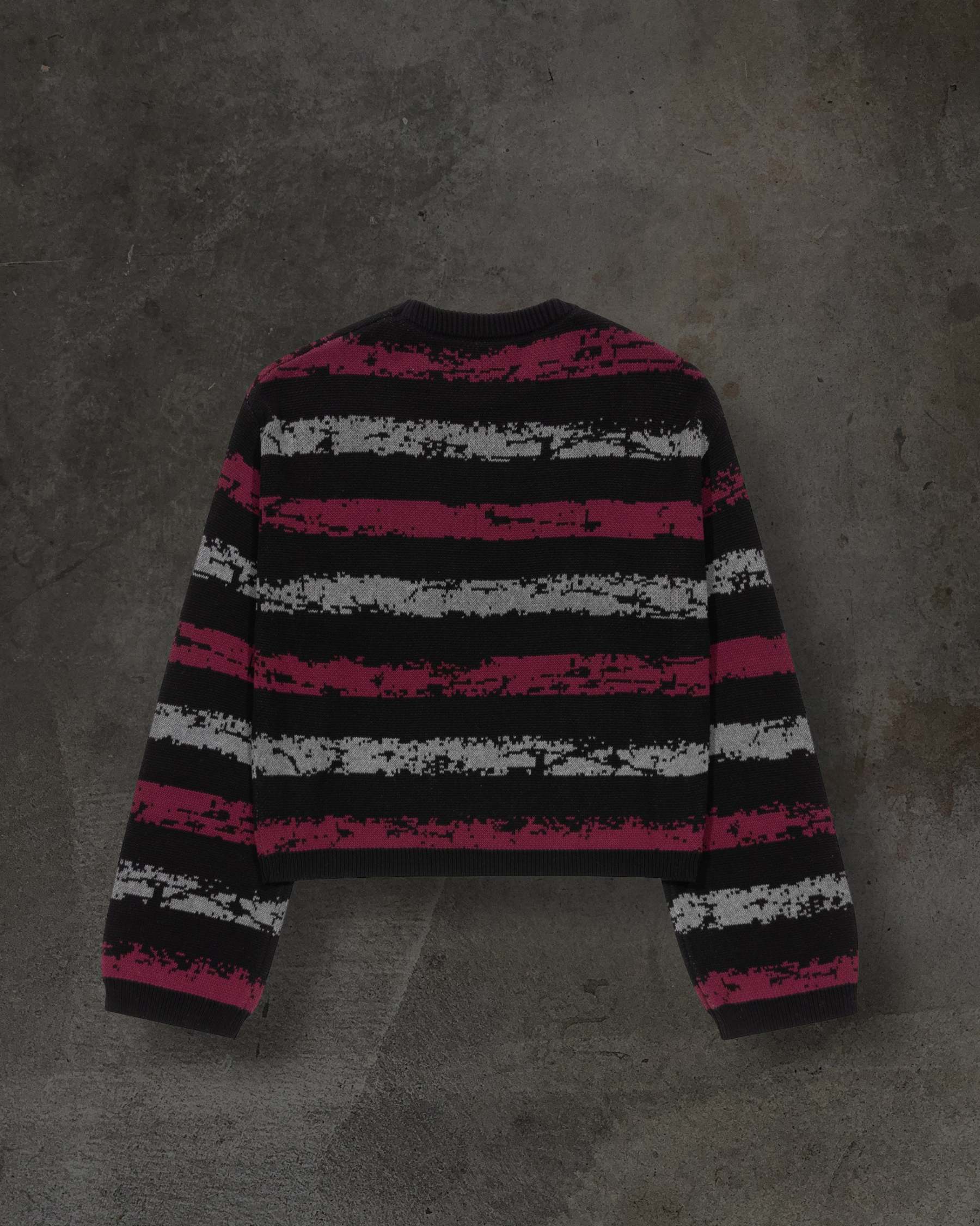 BARBED KNIT SWEATER (RED/BLK)-IYAMIUIO