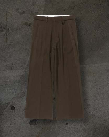 WIDE-LEG DRESS PANTS (MOCHA)-IYAMIUIO