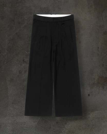 WIDE-LEG DRESS PANTS (NOIR)-IYAMIUIO
