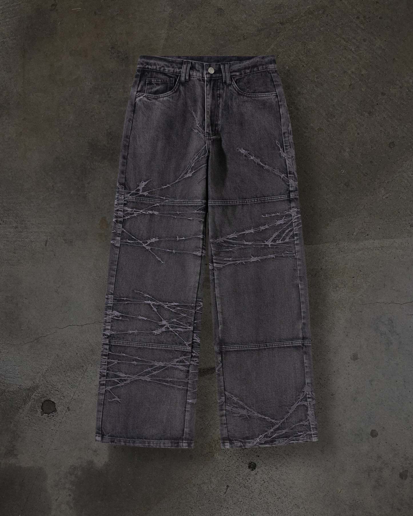 BARBED WIRE DENIM (COAL)-IYAMIUIO