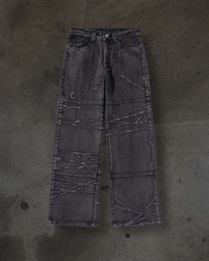 BARBED WIRE DENIM (COAL)-IYAMIUIO