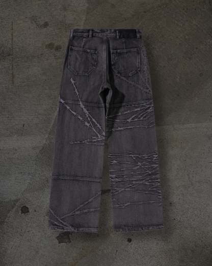 BARBED WIRE DENIM (COAL)-IYAMIUIO