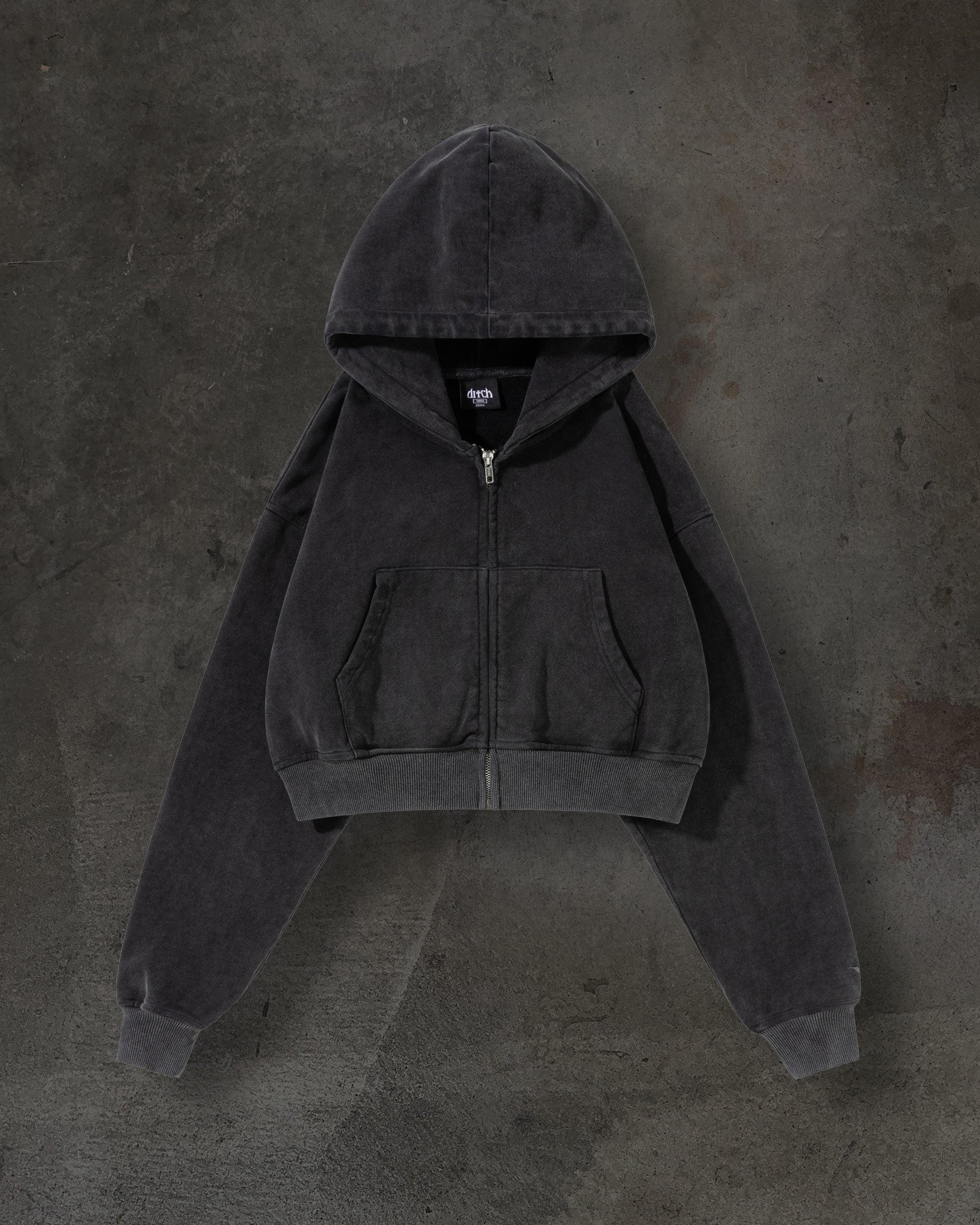 WOMENS CROPPED ZIP (COAL)-IYAMIUIO