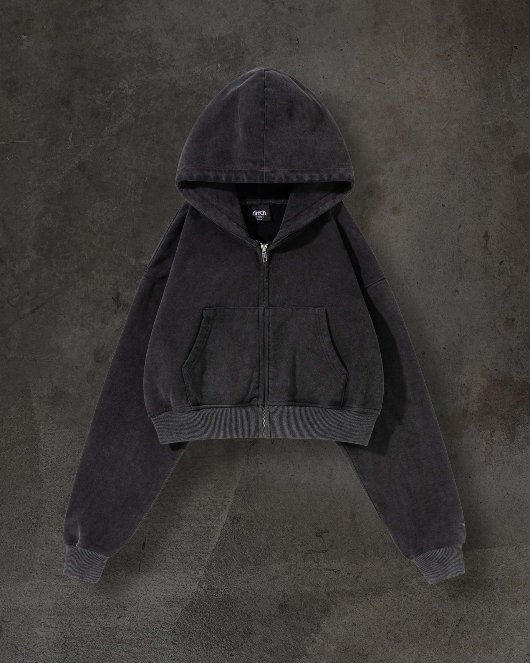 WOMENS CROPPED ZIP (COAL)-IYAMIUIO