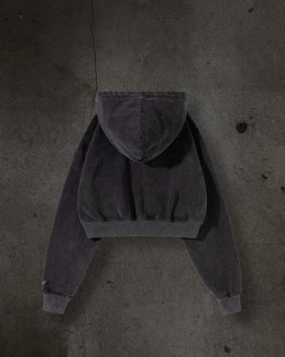 WOMENS CROPPED ZIP (COAL)-IYAMIUIO