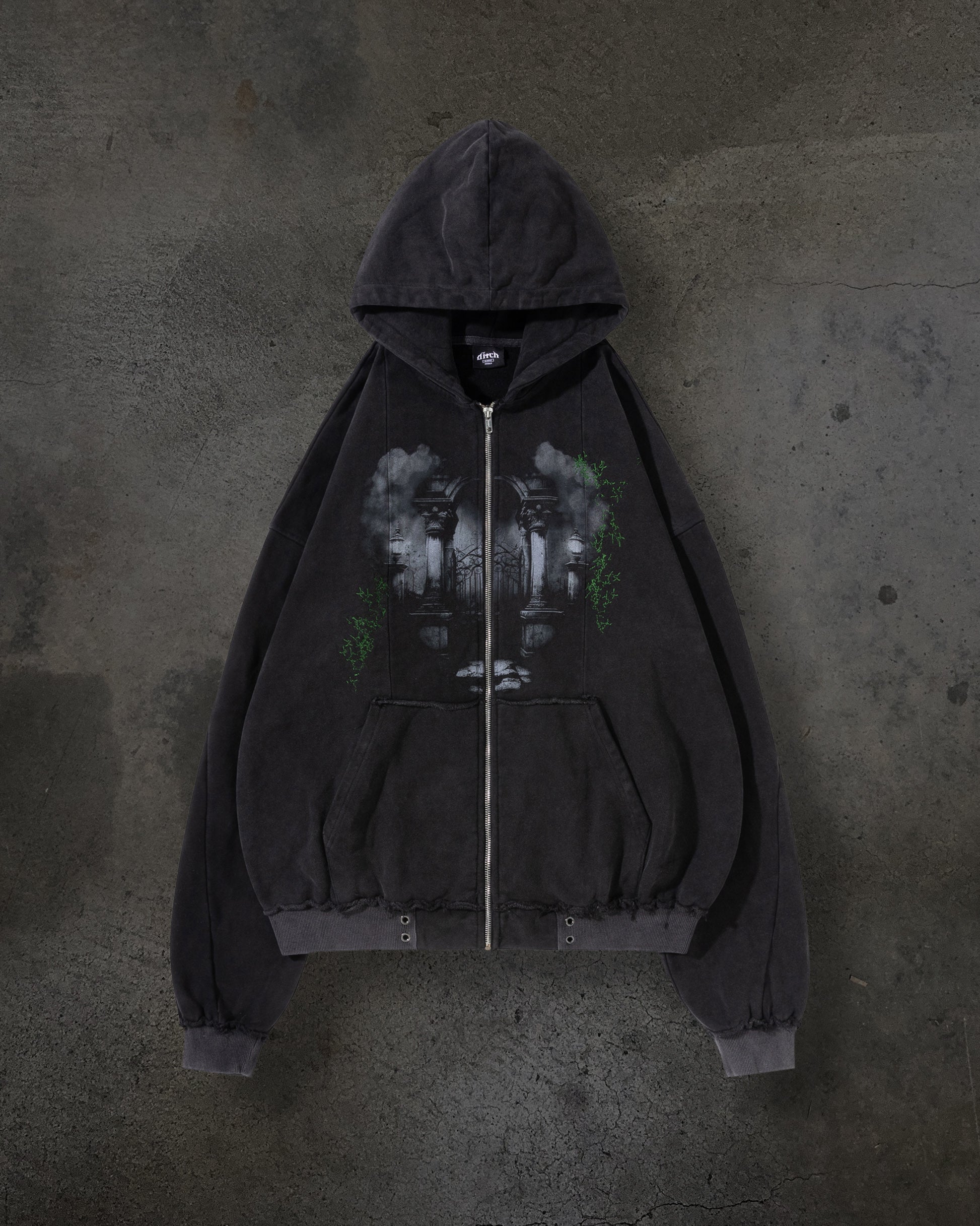 EMBROIDERED VINE ZIPUP (COAL)-IYAMIUIO