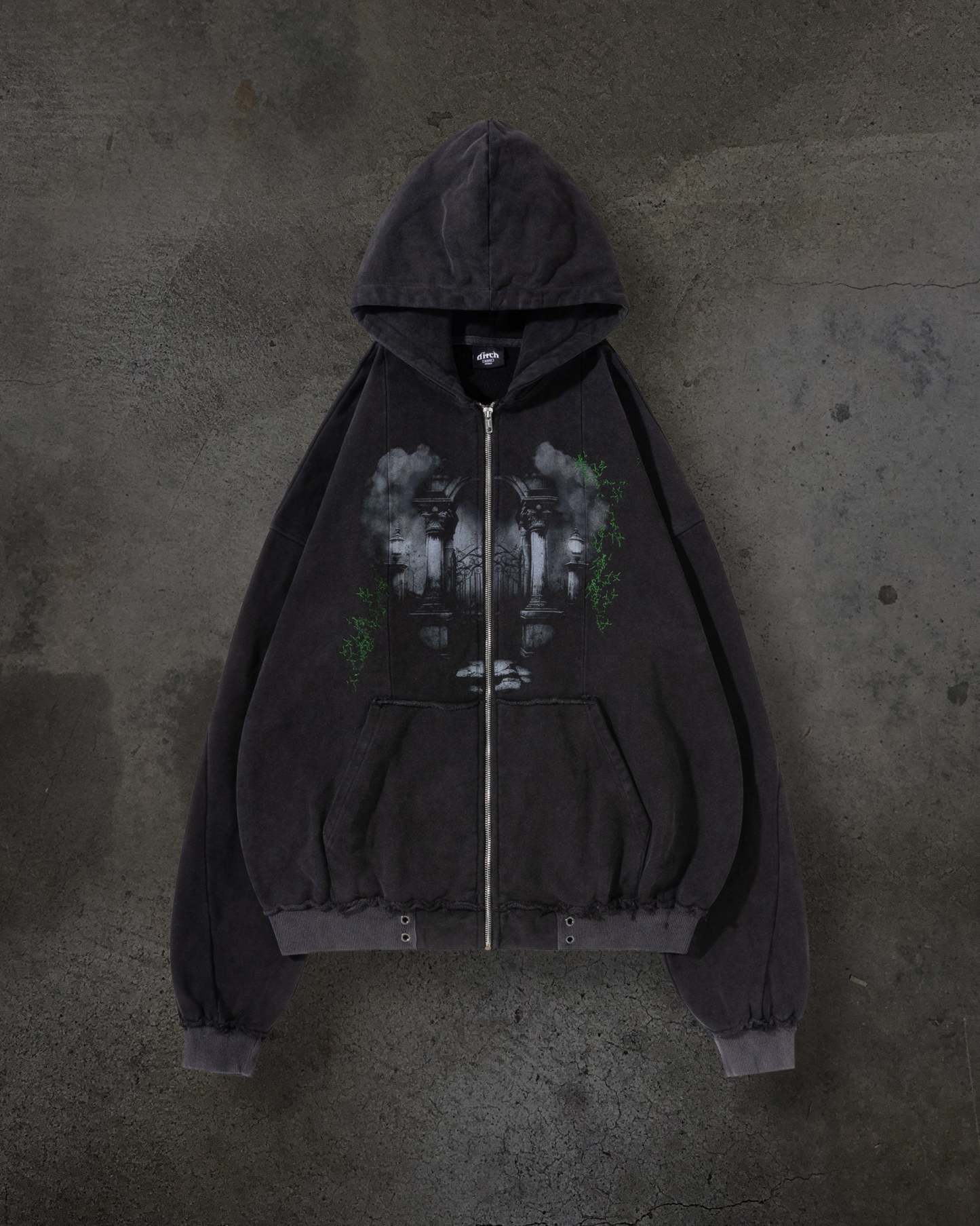 EMBROIDERED VINE ZIPUP (COAL)-IYAMIUIO